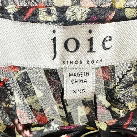 Joie Epworth Long Sleeve Sheer Button Blouse Black Caviar Size XXS - Picture 4 of 12